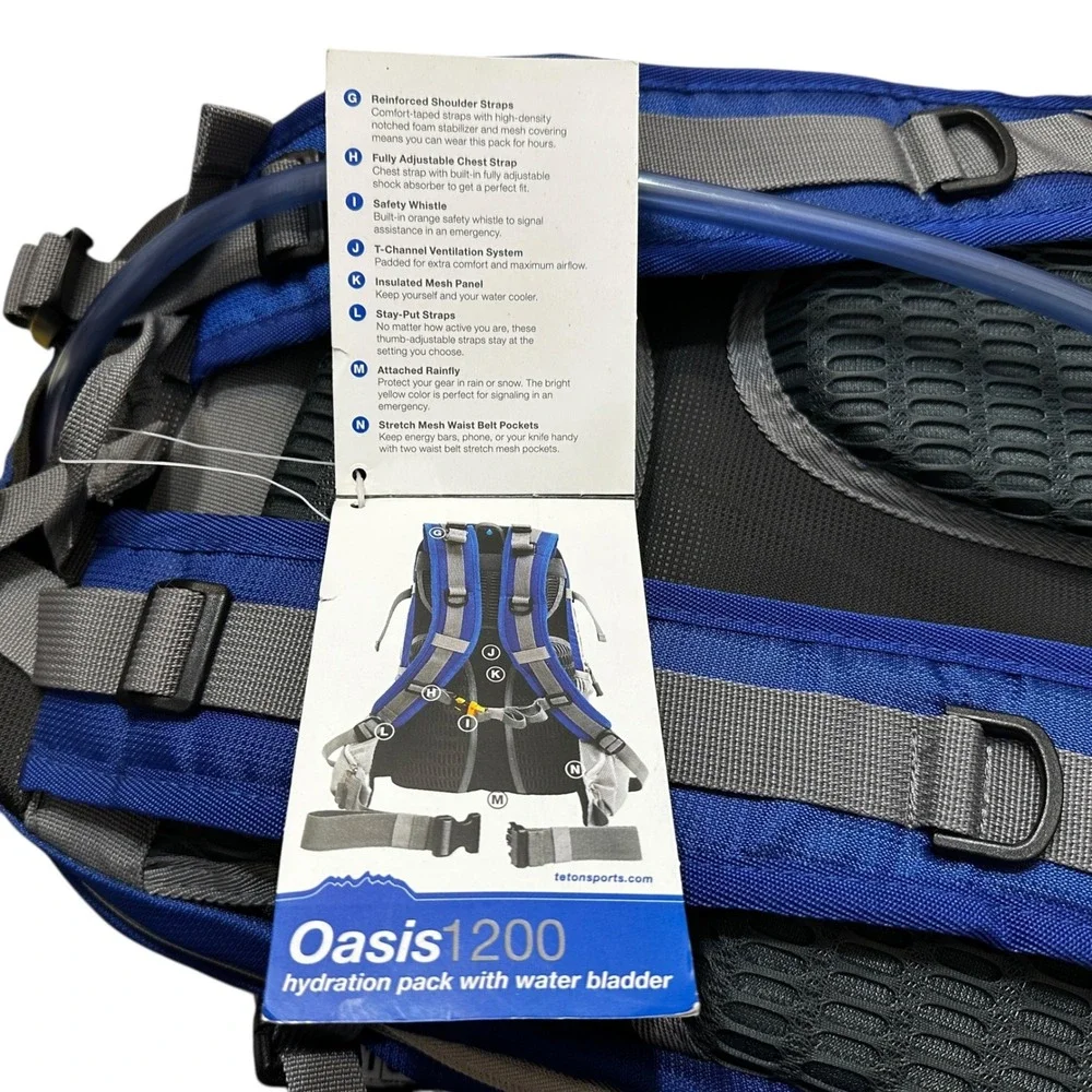Teton‎ Sports Oasis 1200 Hydration Backpack Blue Gray Pack with Water Bladder